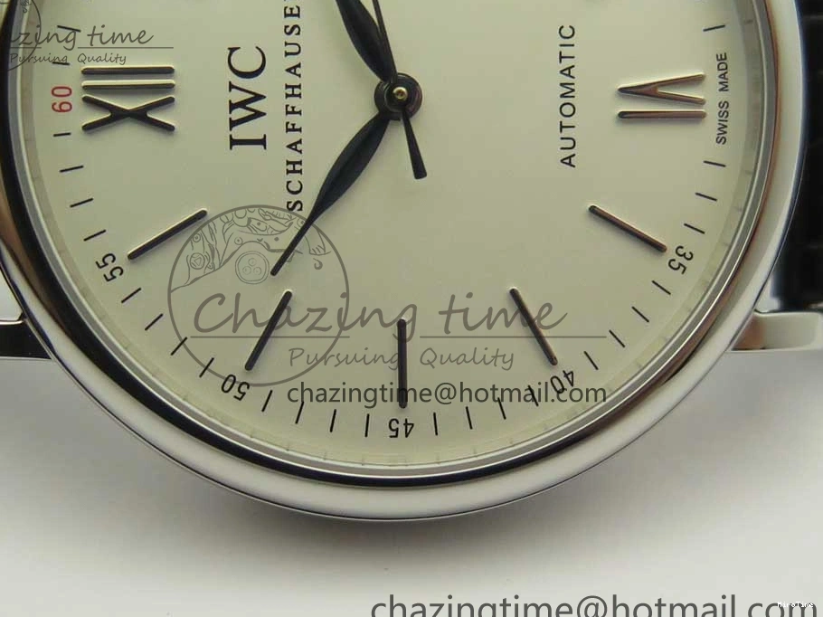 MIROTIME 0518 Supportive Portofino Automatic SS AF 1:1 Best Edition White Dial on Black Croco Leather Strap A 7184